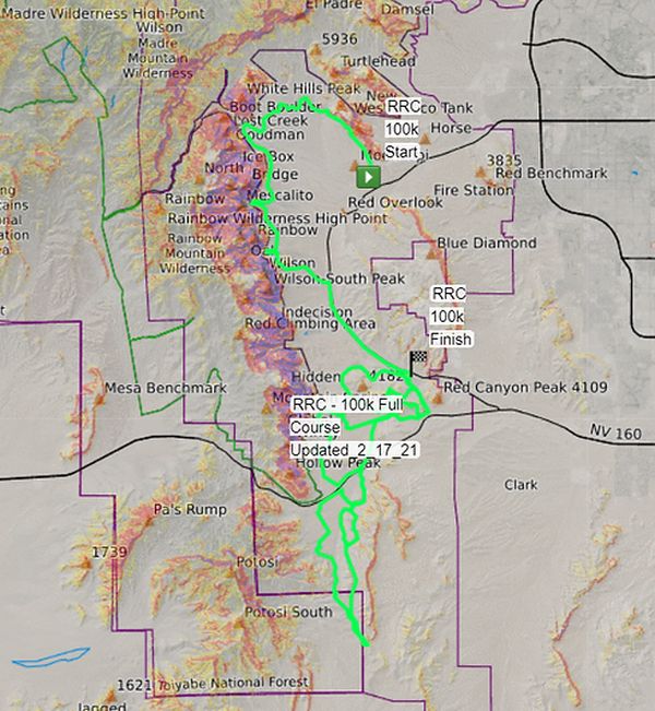 Red Rock Canyon 100k Course Map