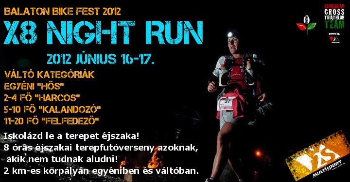 X8 Night Run - 8 órás terep váltófutás, Balatonfüred